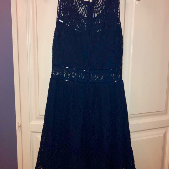 Navy Lace Detail Sleeveless Dress (9J) - Picture 3 of 3